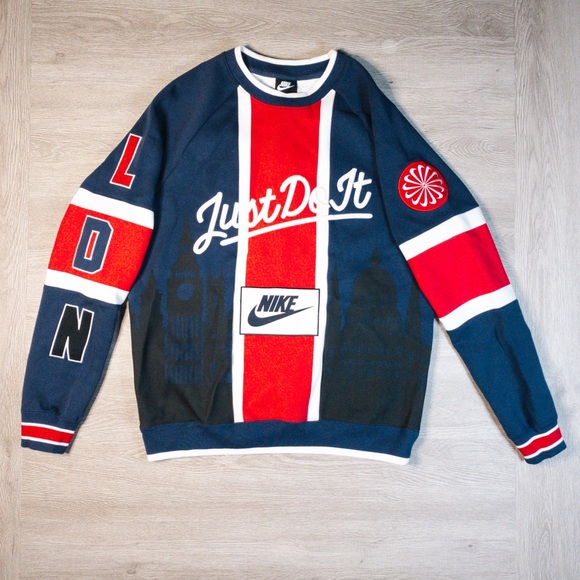 red white and blue nike sweatshirt